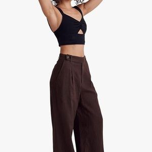 NWT Madewell Cutout Knot-Front Crop Tank Top Black Size M